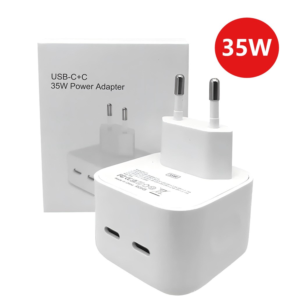 Carregador PD Duplo De 35W Adaptador USB C＋C Carregamento Rápido Para  iPhone em Oferta na Shopee