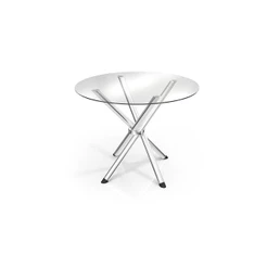 Mesa Volga Cromada Com Tampo de Vidro Incolor 95cm
