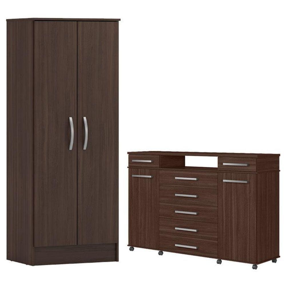 Cômoda London E Multiuso Viena na opção de cor Café Touch - Demóbile em Oferta na Shopee