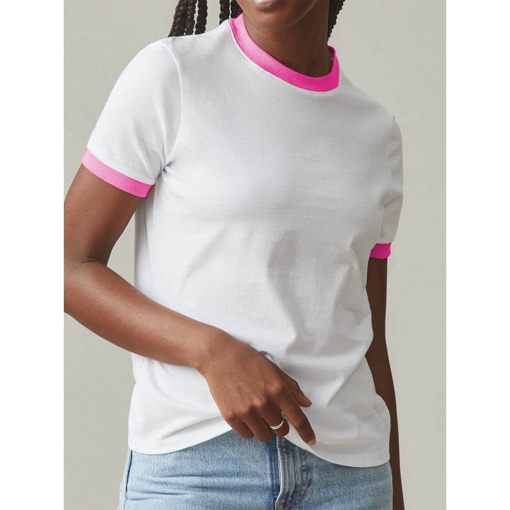 Camiseta Feminina Babylook Ringer Tee Rosa - No Sense
