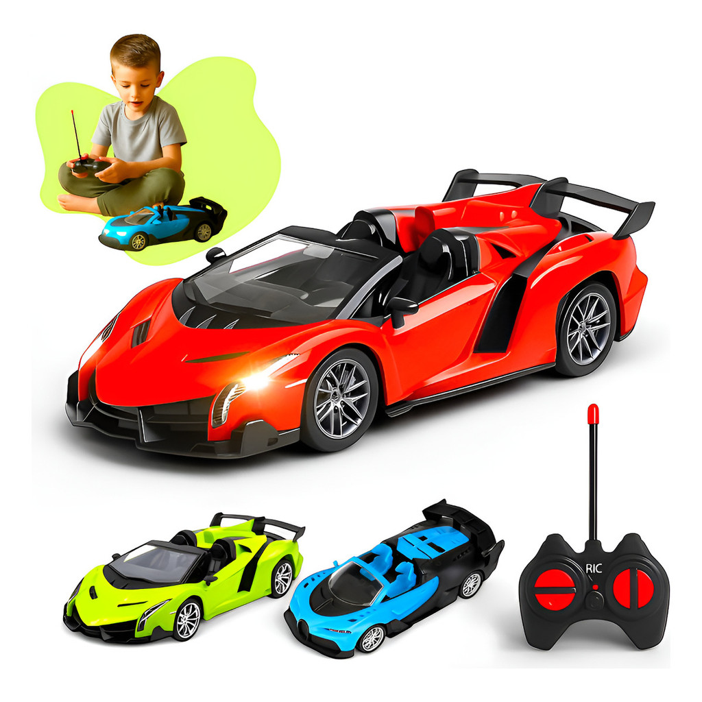 Carrinho Controle Remoto Acende Faróis Led Conversível Brinquedo Menino