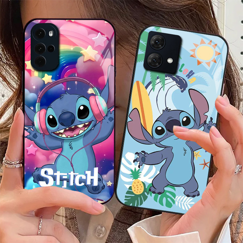 Lol stitch 20 Capa De Telefone De Vidro Para Motorola Moto G14 G24 Power G34 G54 G64 G84 G85 G34 G Play Edge 40 50 Pro