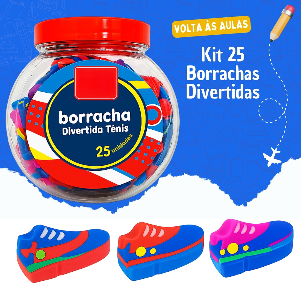 Borracha Mini Tênis Infantil – Kit Com 24 Peças Diversão Coloridas – Brinde Escolar Volta às Aulas em Oferta na Shopee