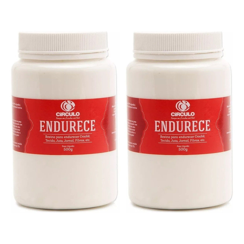 Kit 2 Resina Endurece Crochê Tecidos Círculo 500g Circulo Resina Endurecedora Juta Tecido Artesanato
