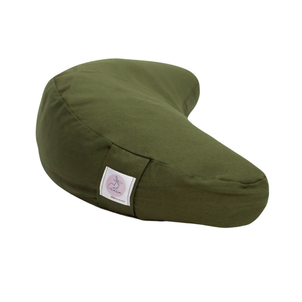 Imagem Almofada Zafu Meia Lua Calmaria Meditação Verde Musgo