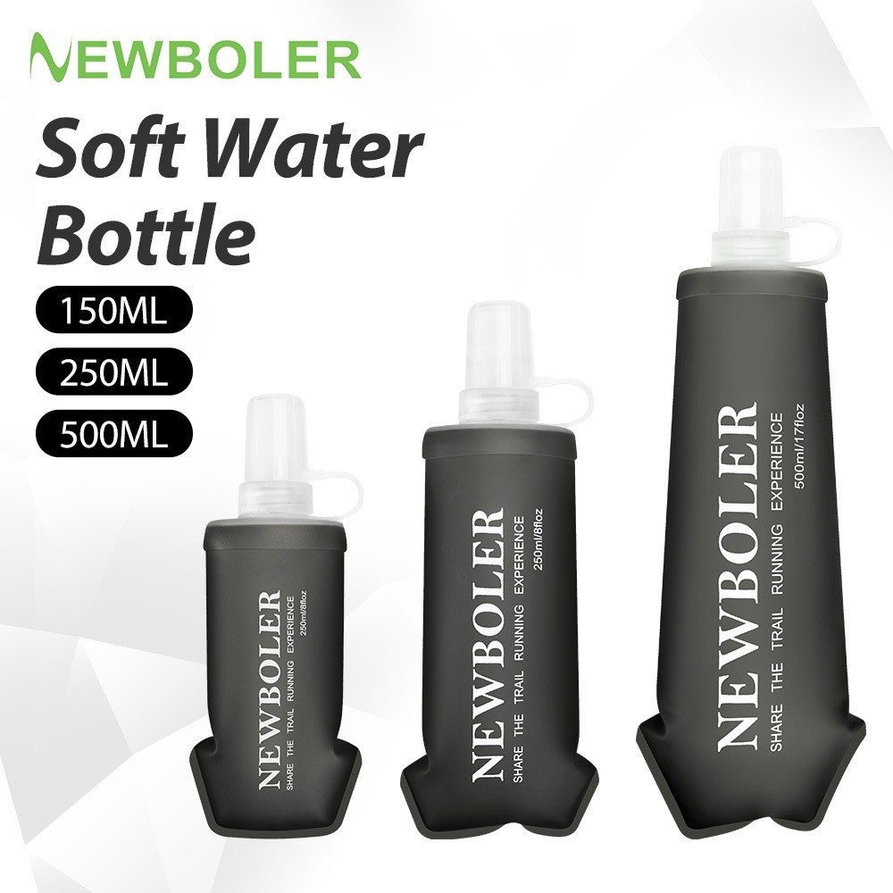 NEWBOLER 150ml 250ml 500ml Frasco Macio TPU Silicone Garrafa De Água Dobrável Para Esportes Ao Ar Livre Maratona Corrida em Oferta na Shopee