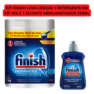 Kit Finish Lava Louças Sabão Em Pó 1kg E Secante Abrilhantador 250ml em Oferta na Shopee