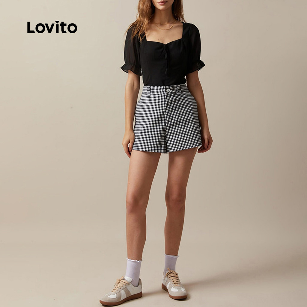 Detalhes do Lovito Shorts Confortáveis com Bolsos para Mulheres Primavera/Verão L143ED522