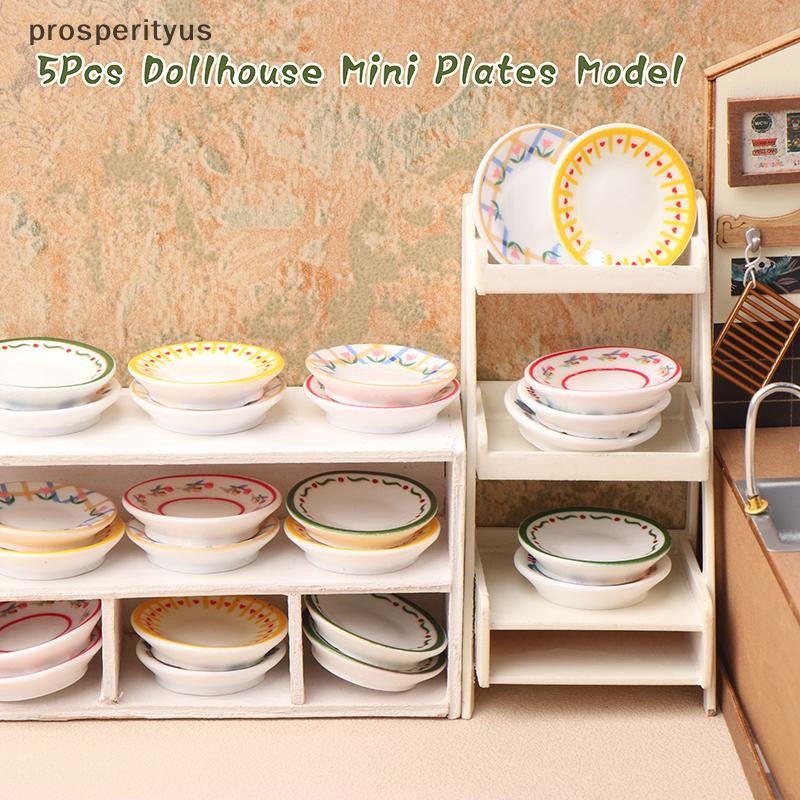 [prosperityus] 5 Unidades 1/12 Pratos Para Casa De Bonecas Modelo Simulação De Decoração De Cozinha Acessórios Brinquedo