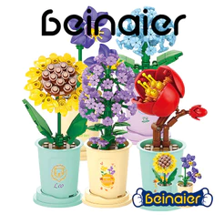 Use blocos de construção para construir brinquedos de presentes de aniversário de flores