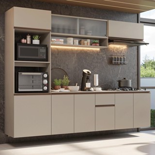 Armário de Cozinha Completa 260 cm Suspenso Crema Nice Madesaa 15 em Oferta na Shopee