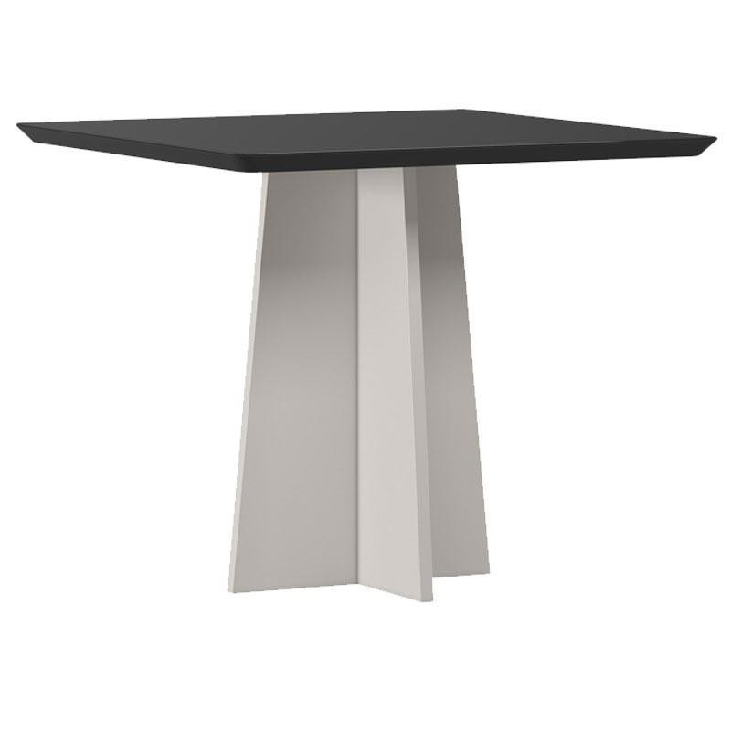 Mesa de Jantar Anitta 90X90 cm com Vidro Off White Preto – New Ceval