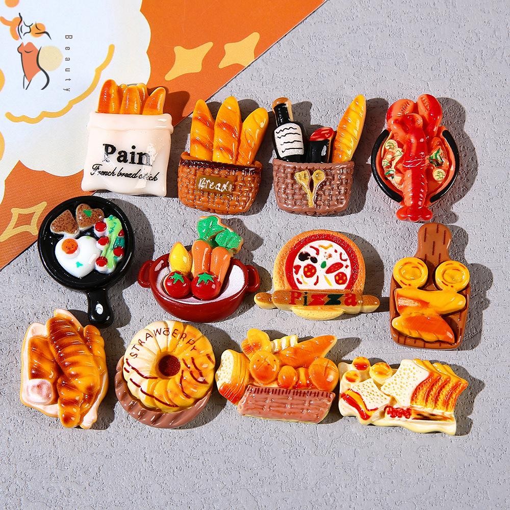 12pçs Ímãs De Geladeira De Torta De Ovo Baguete-Decoração De Escritório De Cozinha De Plástico ABS Durável