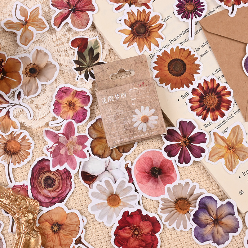 45 Unidades Em Caixa Lindas Flores Série Adesivos De Vedação Diário Deco DIY em Oferta na Shopee