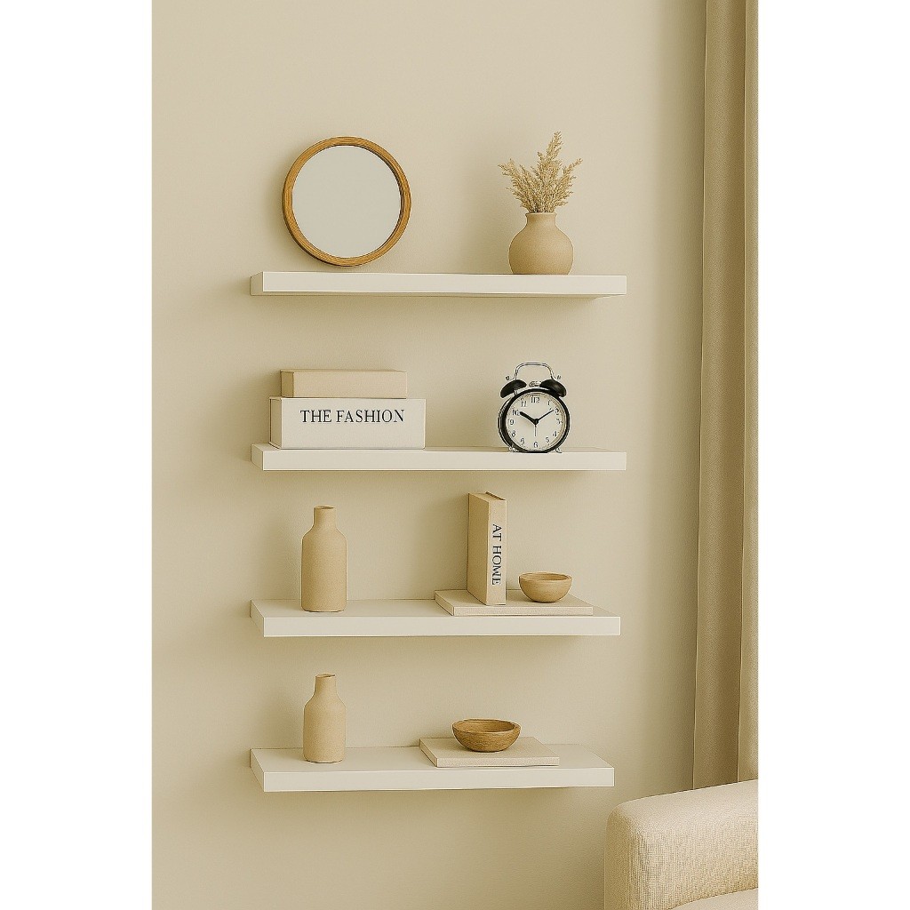 Kit Jogo Prateleira MDF Branca Suporte Sala Quarto Cozinha em Oferta na Shopee