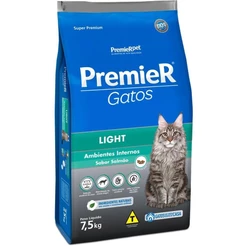 Ração Premier Gatos Ambientes Internos Light Salmão 7.5Kg