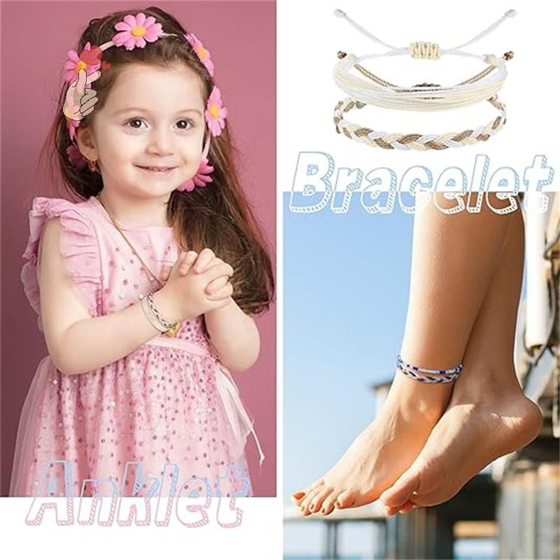 [PEBR] Boho Surfer Pulseira Tornozeleira Ajustável Frisada Tornozeleiras Artesanal Colorida Corda De Verão Pulseiras De