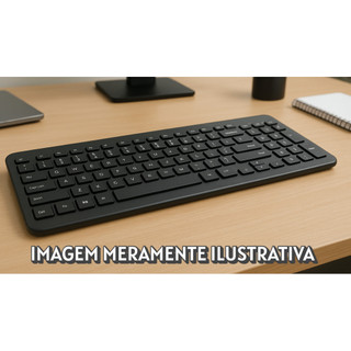 Teclado ABNT2 Preto LENOVO POSITIVO HP MICROSOFT LOGITECH Wired USB - PERFIL BAIXO