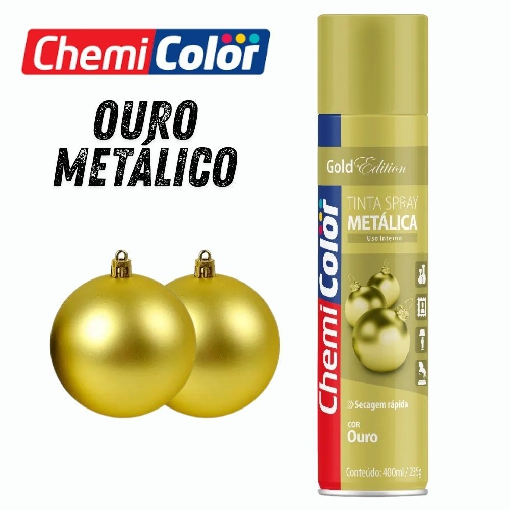 Tinta Spray Chemicolor 400ml Ouro Metálico – Brilho Intenso e Acabamento Luxuoso em Oferta na Shopee
