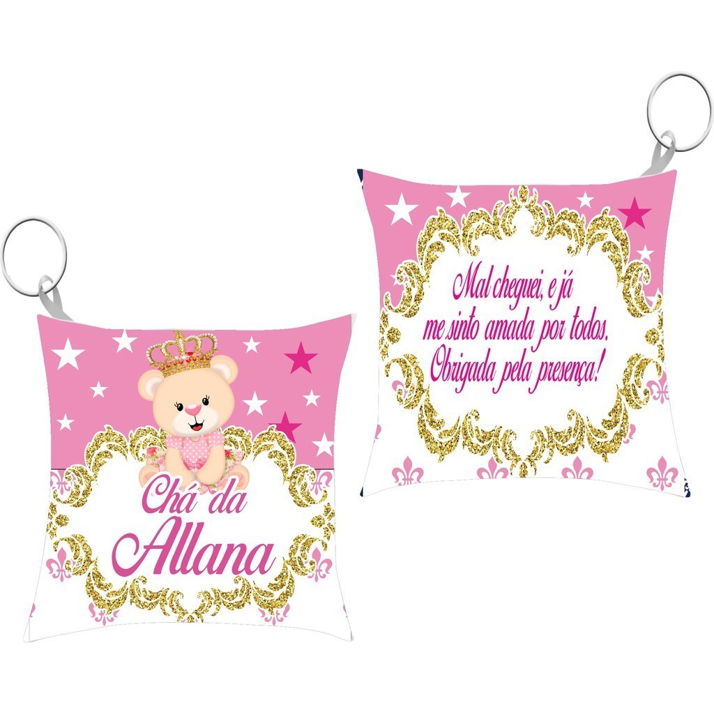 Kit 10 até 60 Almochaveiros Lembrancinha Maternidade Chá De Bebê Ursinha Princesa Personalizada