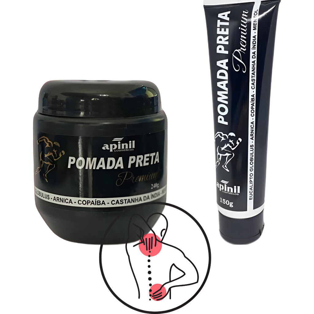 Kit 2 Pomada Preta Premium Anti-inflamatória Alivia Dor 290g em Oferta na Shopee