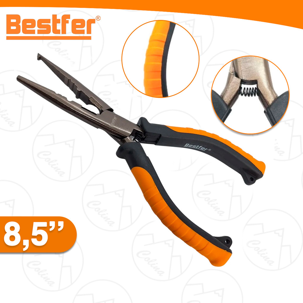 Alicate de Pesca Bico Longo Multiuso Camping 8,5" Aço Carbono 