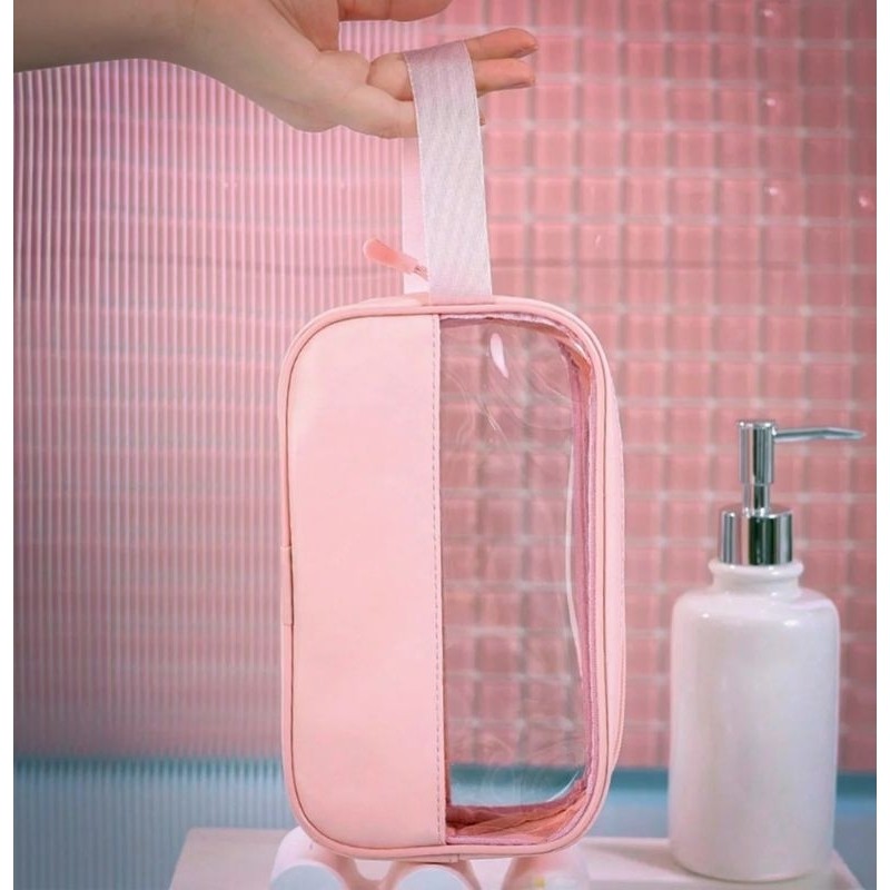 Bolsa Necessaire Portátil Pequena Transparente de Viagem para Cosméticos/Maquiagem e Higiene Compacta Leve Impermeável