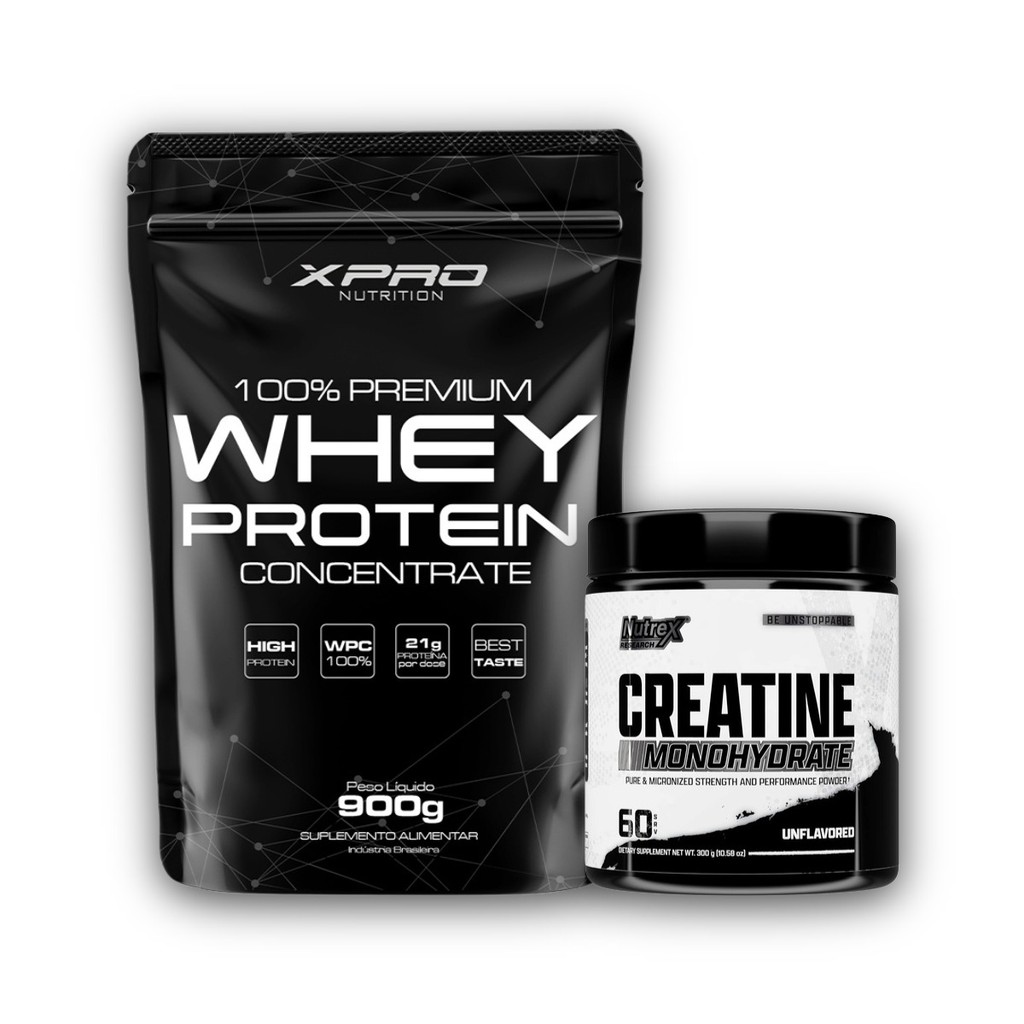 Kit Whey Protein Concentrado 900g - XPro + Creatina Monohidratada 300g - Nutrex Research