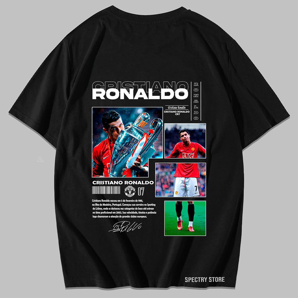 Camisa Camiseta Cristiano Ronaldo CR7 Futebol Streetwear Y2K Algodão Unissex Premium Edição Star