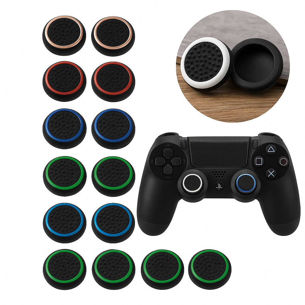 Kit 2 Grip de Silicone para Analógicos – Protetor para Controles PS4, PS5 e Xbox