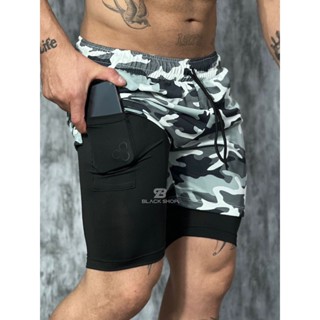 Short 2 em 1 Dry Compressão CAMUFLADO Plus Size M ao G3 Bermuda Academia Treino Corrida Com Elastano em Oferta na Shopee