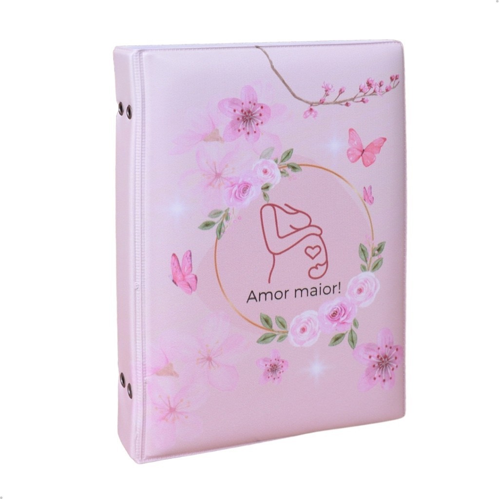 Álbum Fotográfico 15x21 para 100 Fotos GESTANTE AMOR MAIOR ROSA Bebê Infantil Menina