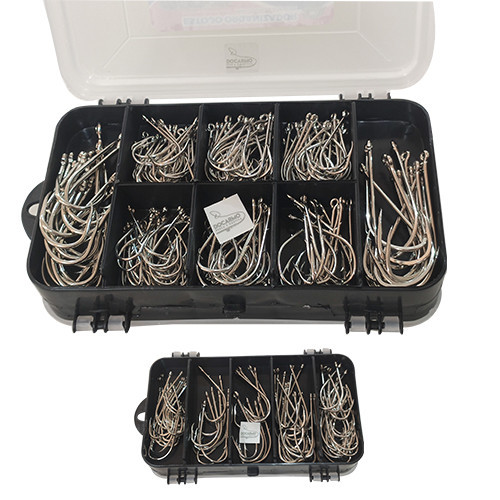 Kit Anzol de Pesca Kit 200 Marine1/0,2/0, 3/0, 4/0, 5/0, 6/0,7/0 Anzol Peixe Médio Grande Fisga Farpa