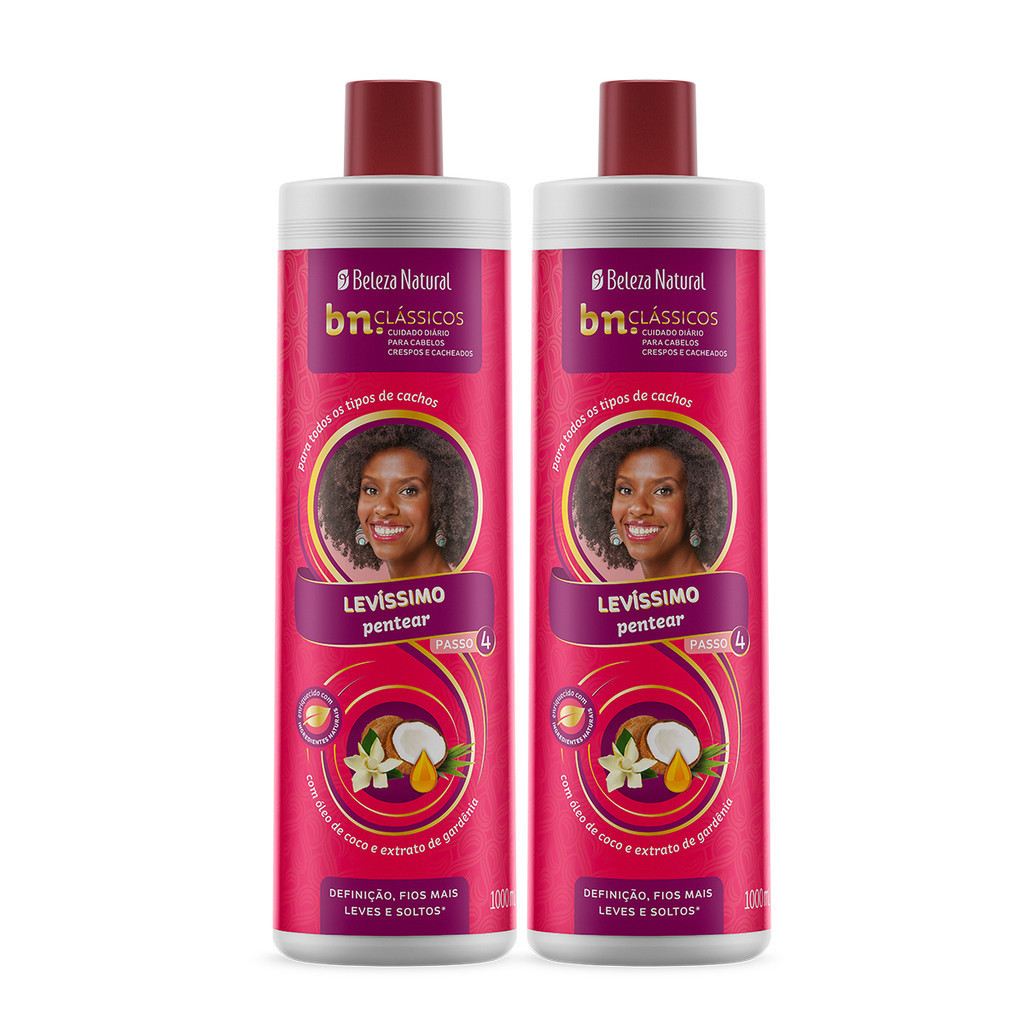 Creme de Pentear para Cachos Levíssimo 1l – Beleza Natural bn.Cachos (2 Itens) em Oferta na Shopee