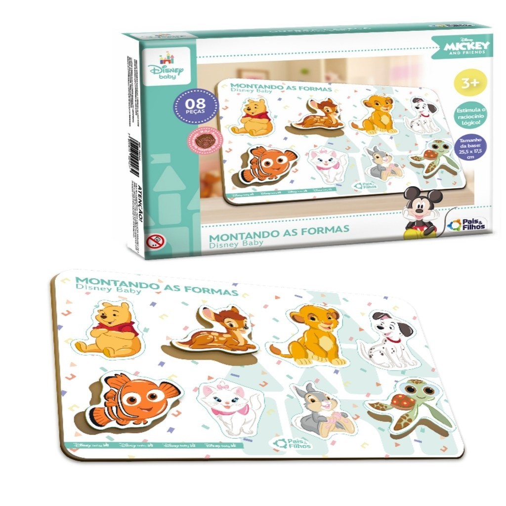 Quebra Cabeça Infantil Disney Nemo Rei Leão Bambi Madeira