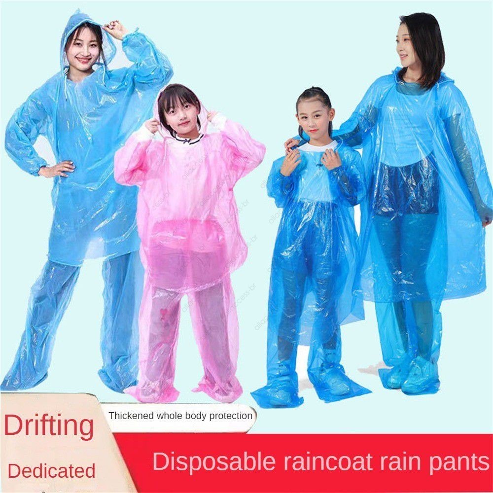 Conjunto de calças de chuva de capa de chuva descartáveis de 1/3 unidades, acessórios para esportes ao ar livre para adultos, à prova de poeira, à prova d&#39;água, anti-sujeira, equipamento de chuva conveniente, terno dividido para adultos allaccess