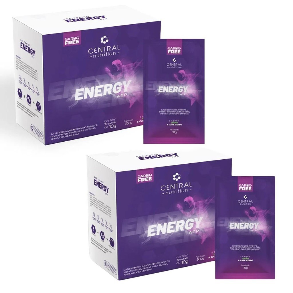 Kit 2x Energy ATP 30 Sachês de 10g (300g) Limão  - Central