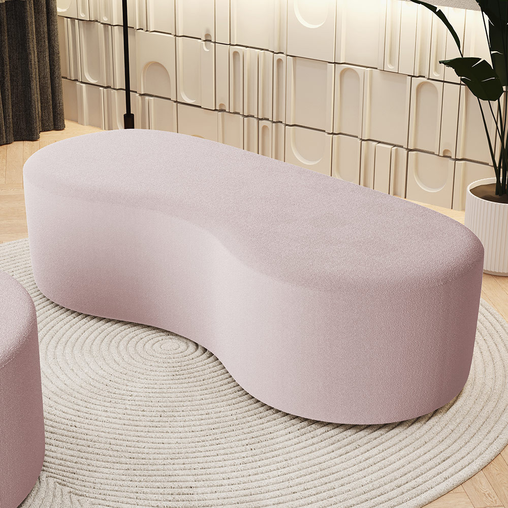 Puff Decorativo Orgânico para Living Quarto 140cm Orbit W01 Bouclê Rosê - Lyam Decor em Oferta na Shopee