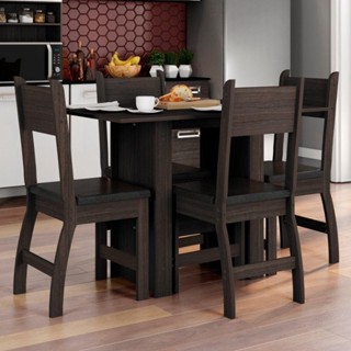 Conjunto Mesa De Jantar 4 Lugares Milano Amêndoa Com Preto em Oferta na Shopee