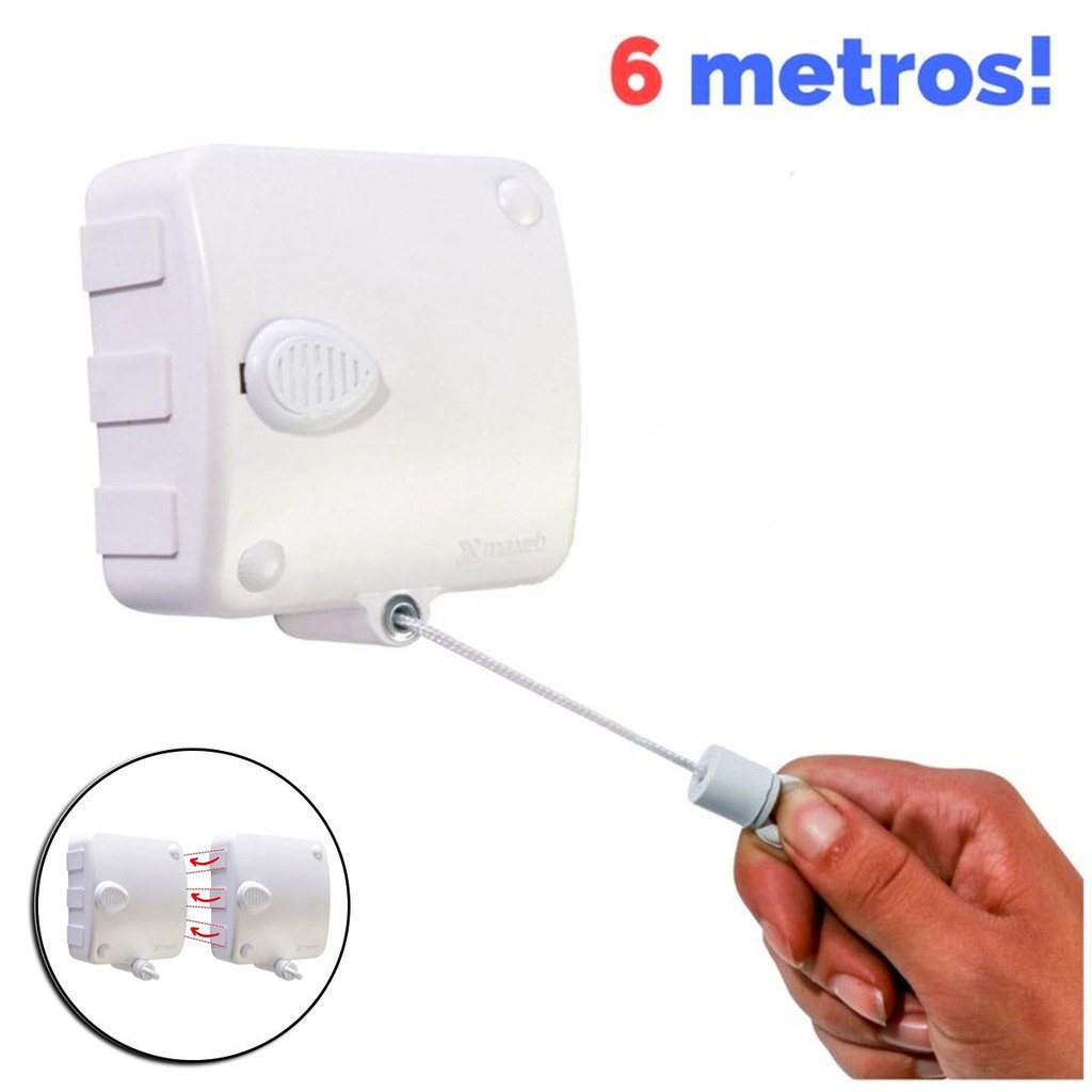 Varal Retrátil Automatico Parede Corda Modular Stendmax 6,0m 1 Modulo Maxeb