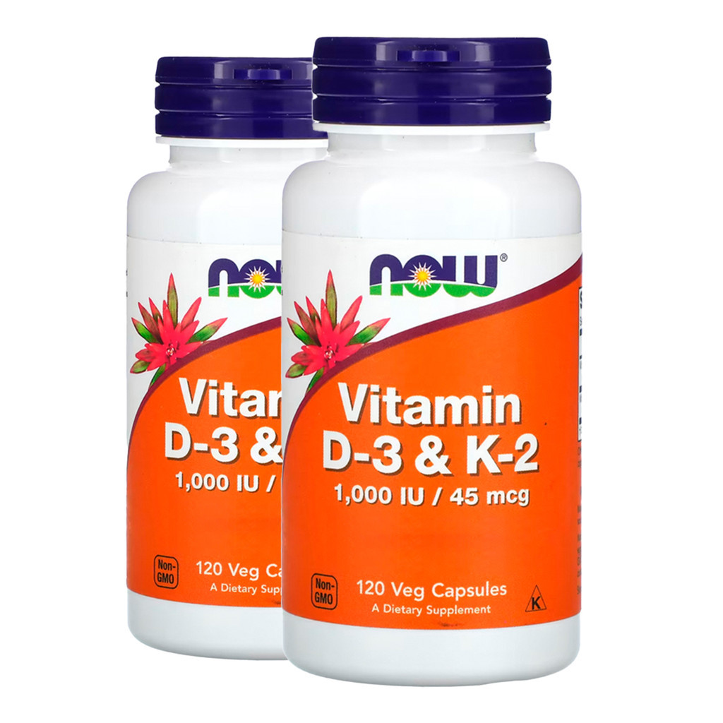 Kit 2x Vitamina D3 25mg com VIT K2 45mg Now Foods 120 Cap Importado/Made in Usa