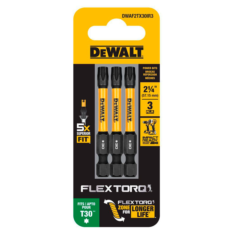 Kit com 3 Bits Torx de Impacto T30 x 50mm Flextorq Dewalt DWAF2TX30IR3 em Oferta na Shopee