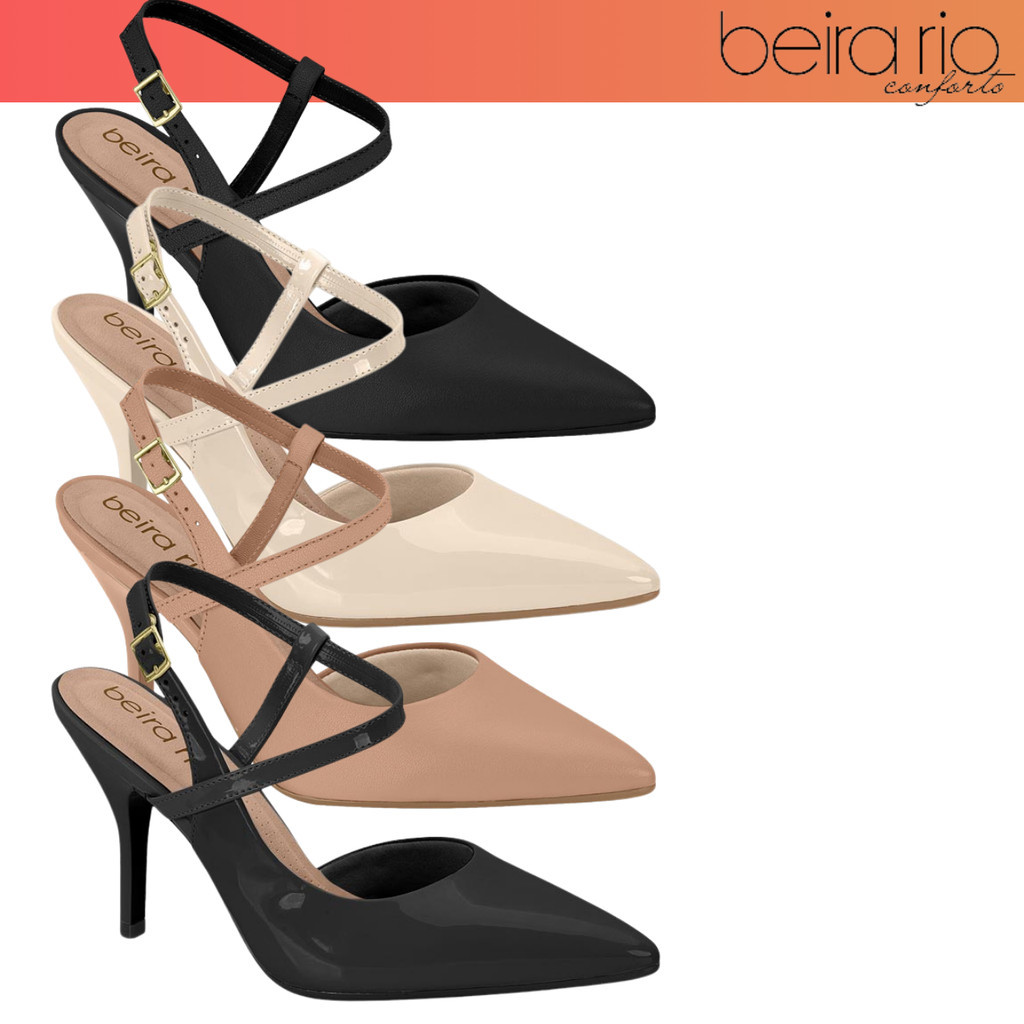 Sapato Feminino Beira Rio Scarpin Mule Salto Alto Bico Fino Conforto em Oferta na Shopee