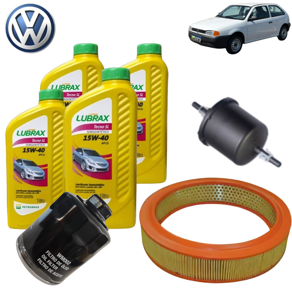 KIT REVISÃO ÓLEO 15W40 SEMI-SINTETICO LUBRAX + FILTROS (VW)