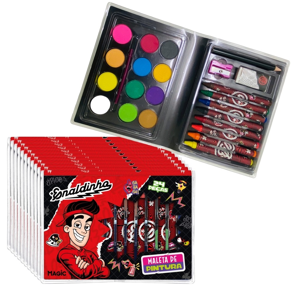 Kit 10 maletas de pintura com 24 peças - Enaldinho