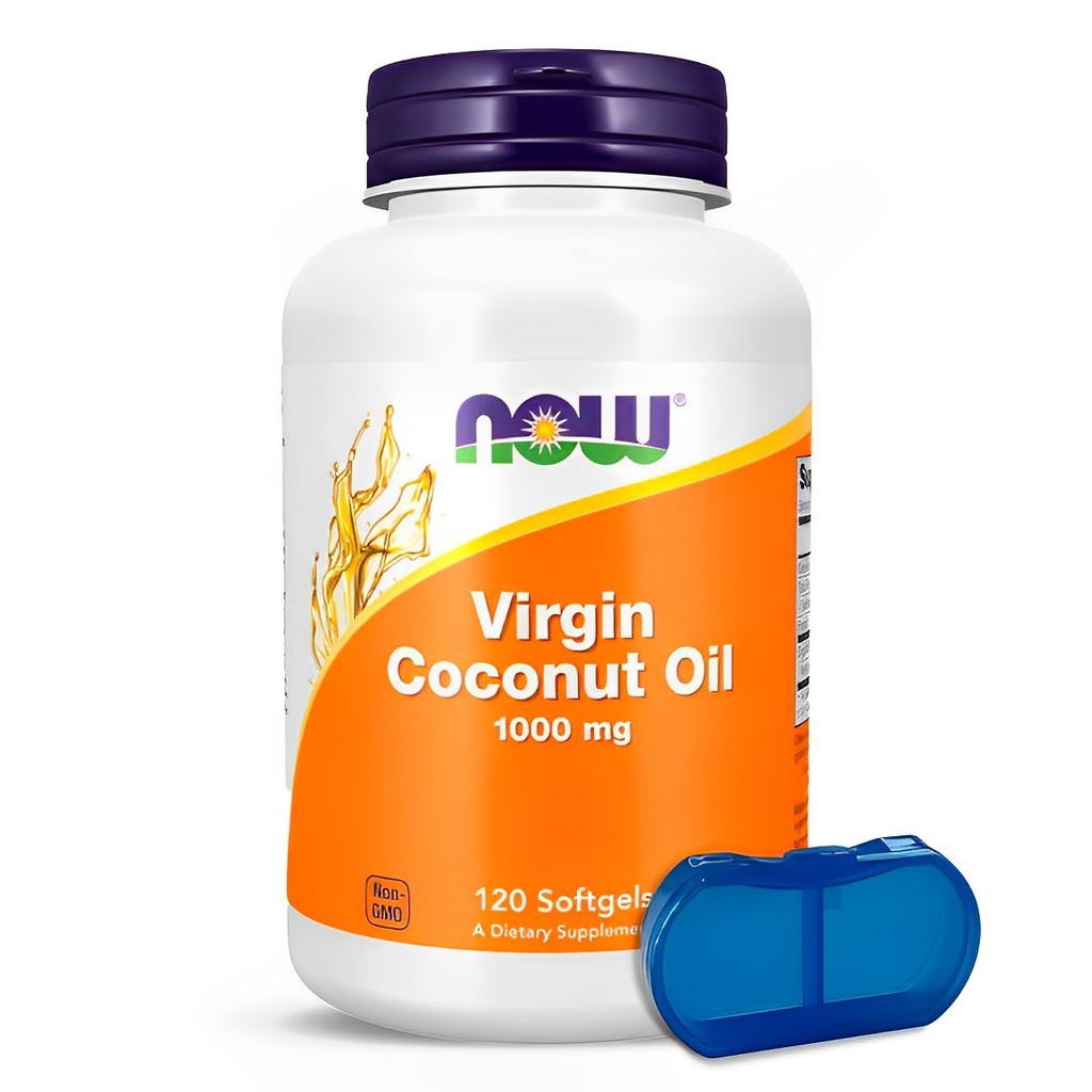 Óleo Coco Virgem 1000mg Now Foods 120 Soft + Porta Cápsulas em Oferta na Shopee