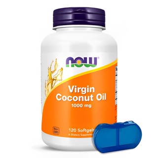 Óleo Coco Virgem 1000mg Now Foods 120 Soft + Porta Cápsulas em Oferta na Shopee