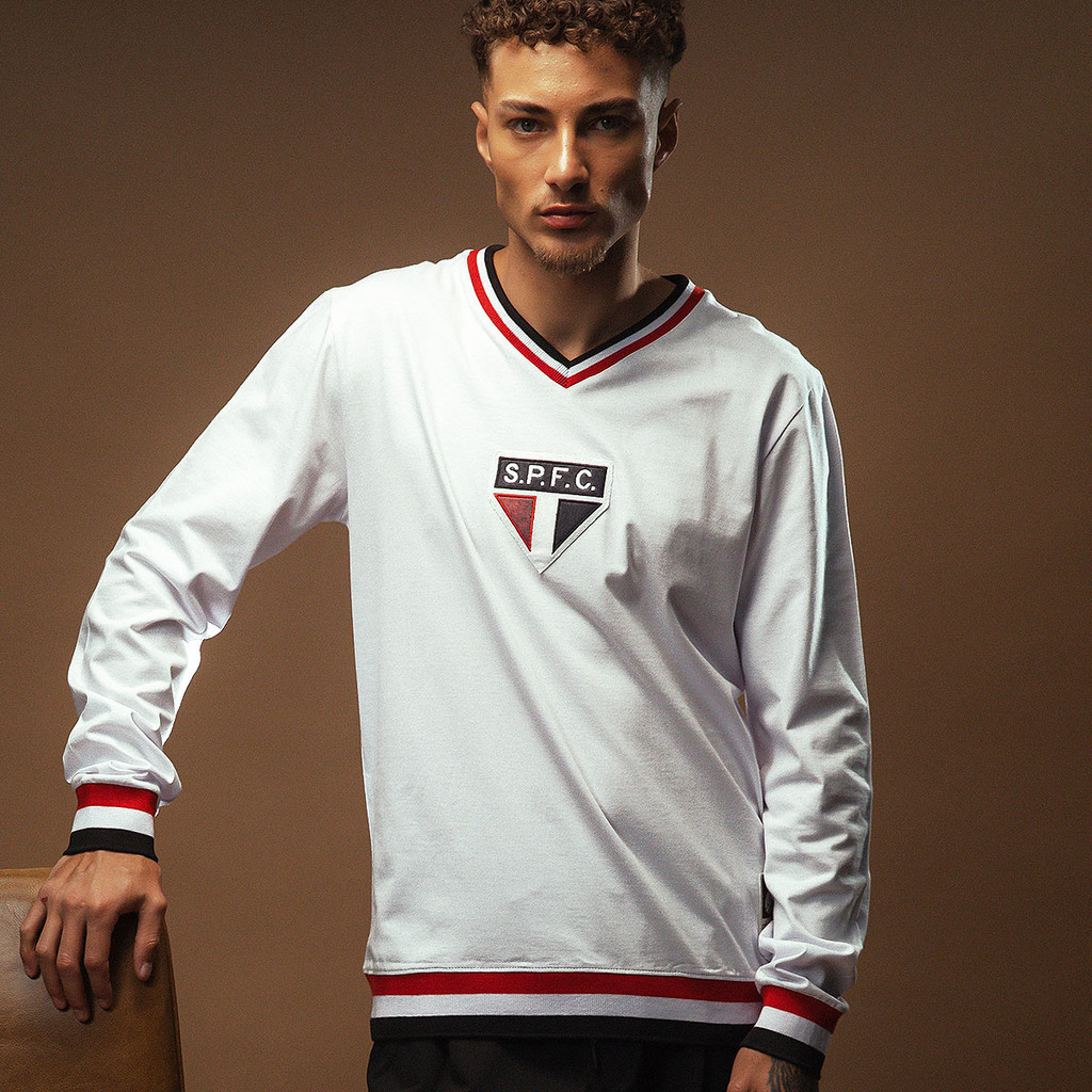 Camisa São Paulo Retrô 1930 White Manga Longa Masculina Oficial