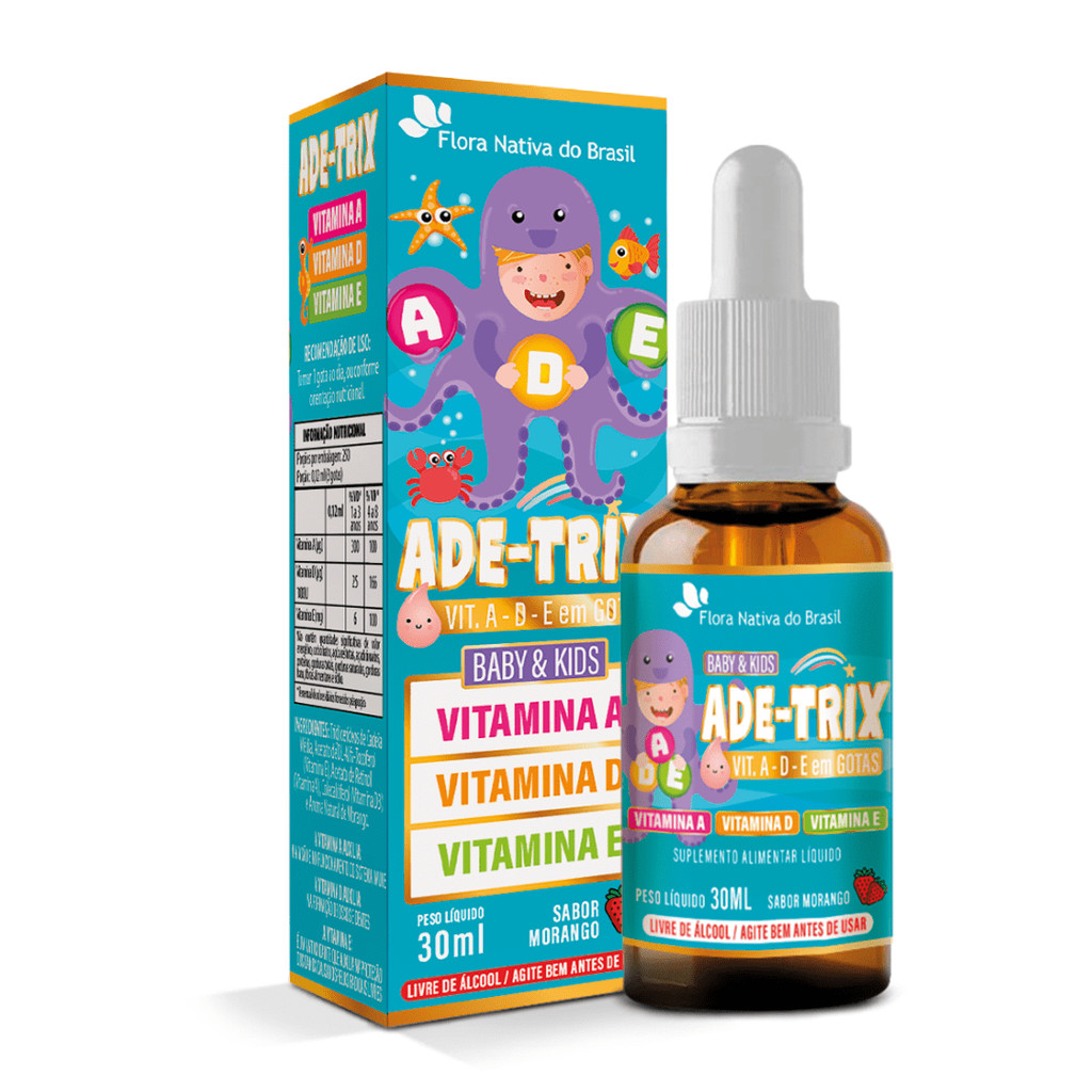 Vitamina Kids  ADETRIX ( Vit. A, D, E) 30ml Sabor Morango KIDS