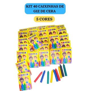 40 cx Mini Giz de Cera 5 Cores P/ Kit Festa Lembrancinha Artesanato Infantil em Oferta na Shopee